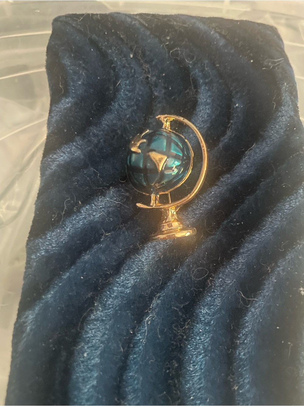 Gold Globe Pin with Teal Enamel Accent - Women's Accessory